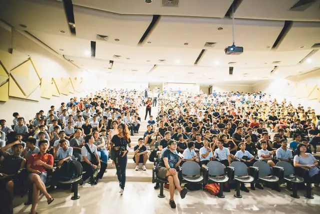 students in a lecture auditorium