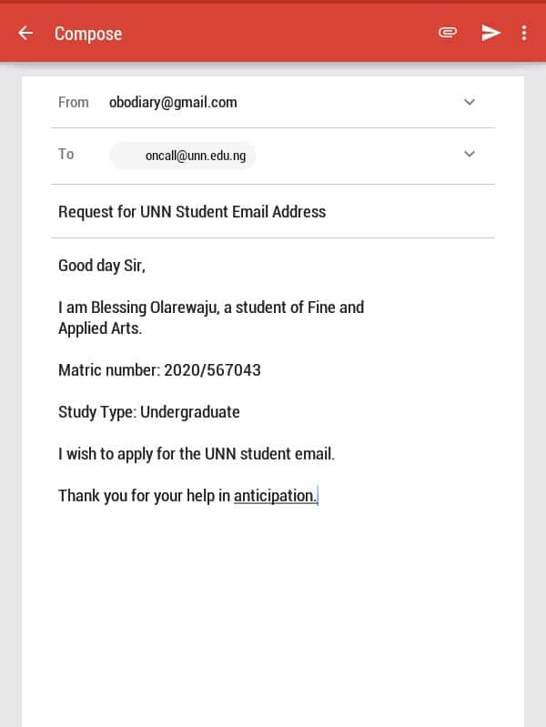 how to get unn official email address