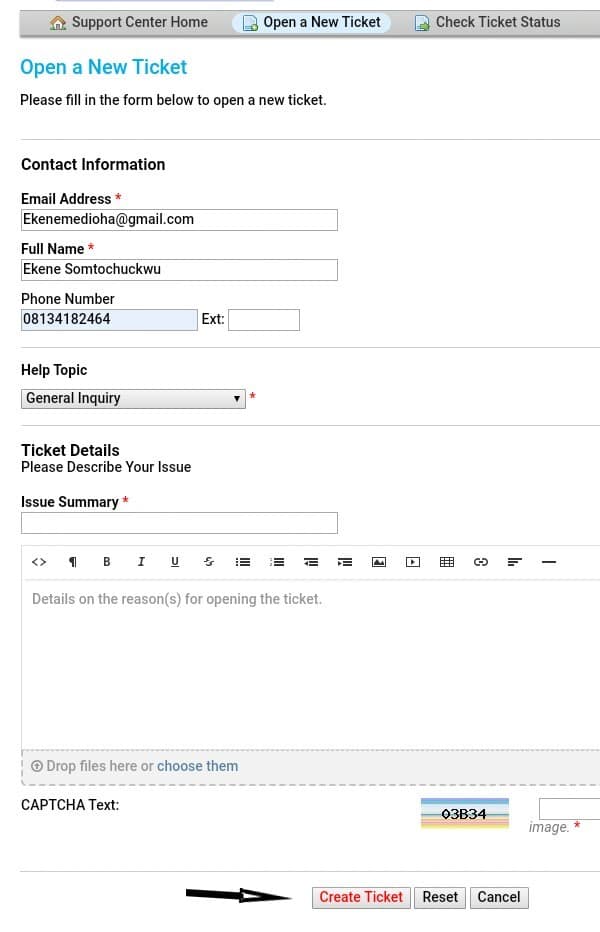 unizik support center ticket