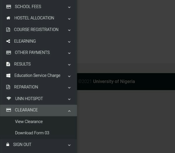 UNN clearance registration form