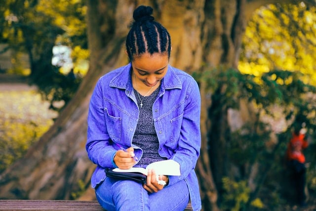 A student reading a book