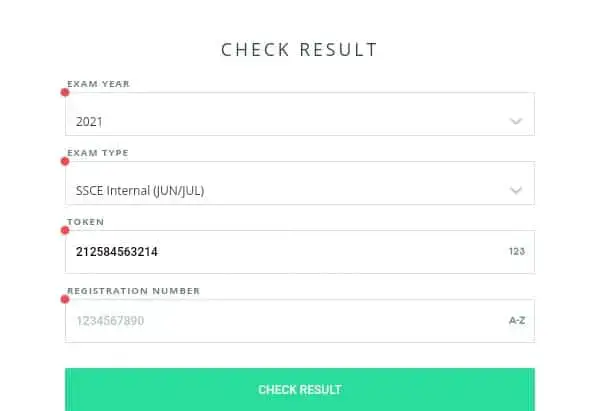 NECO result token number