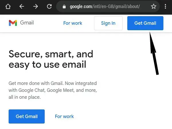 click on get mail to create Gmail