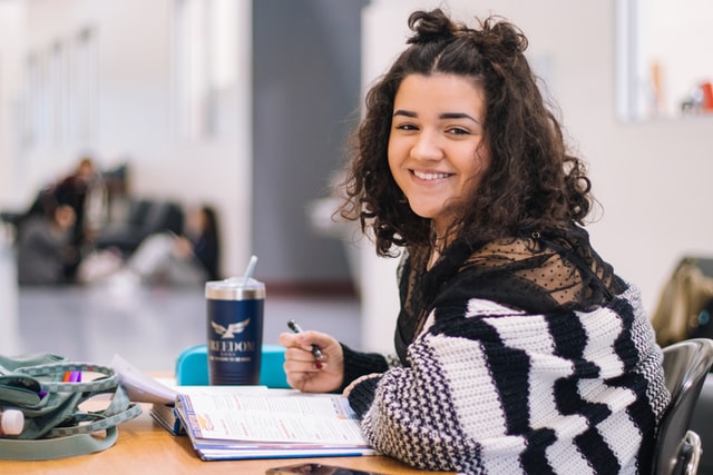 female student studying