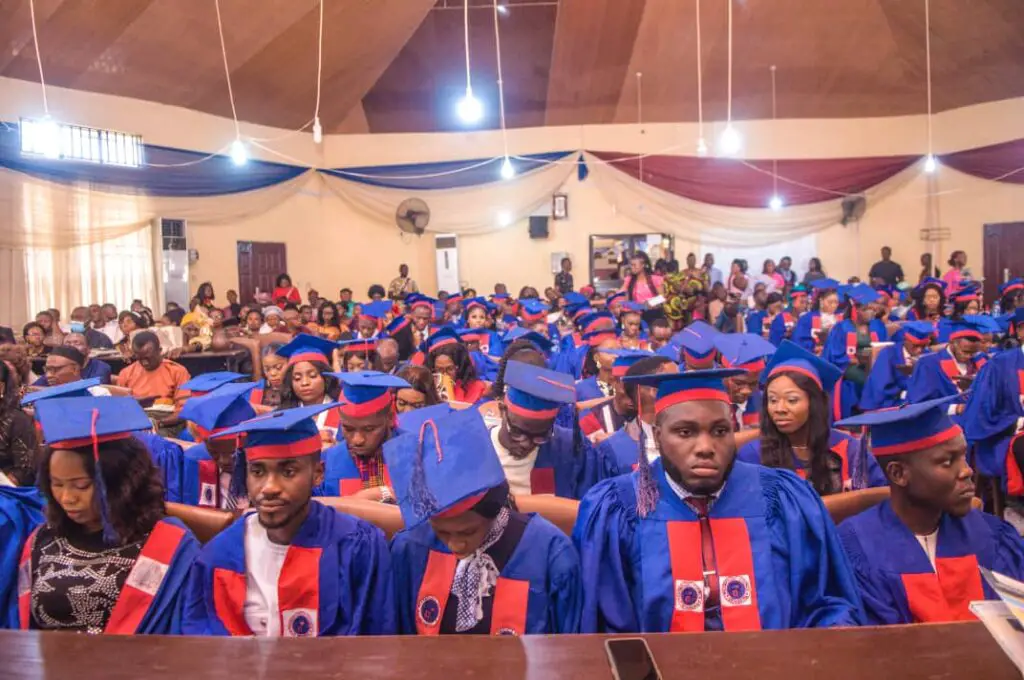 Nigerian students wearing graduation gown