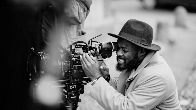 Man holding dslr camera