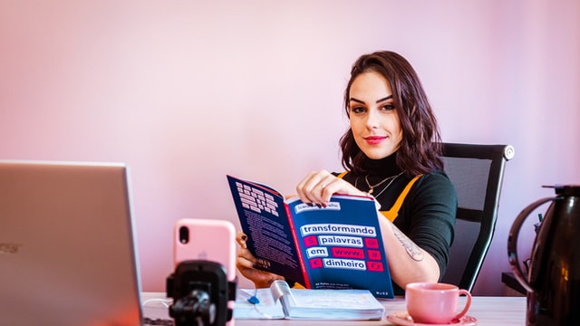 Woman holding a book