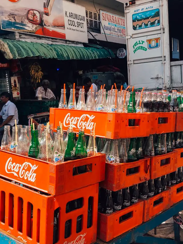 Coca cola bottles in crate