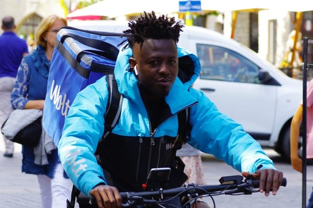 man riding bicycle