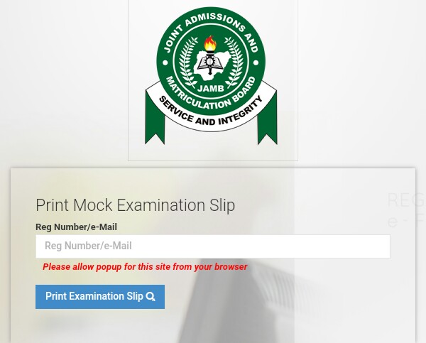 print JAMB examination slip