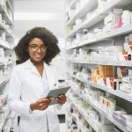 A pharmacist standing