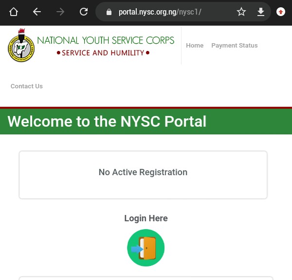 NYSC portal login